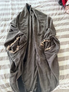 Free People Black and Brown Lightweight Shawl Cardigan